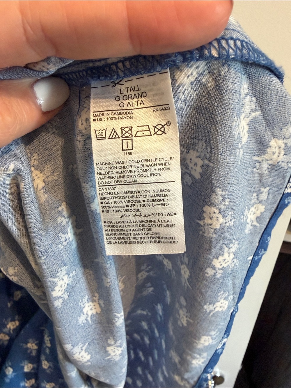 L Tall Blue Floral Spaghetti Strap Sundress - Picture 3 of 6